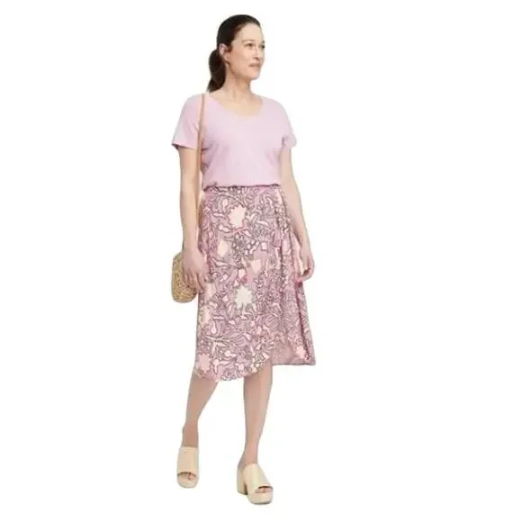 Knox Rose Floral Lilac Cream Skirt Knee Length Small New - Picture 2 of 3